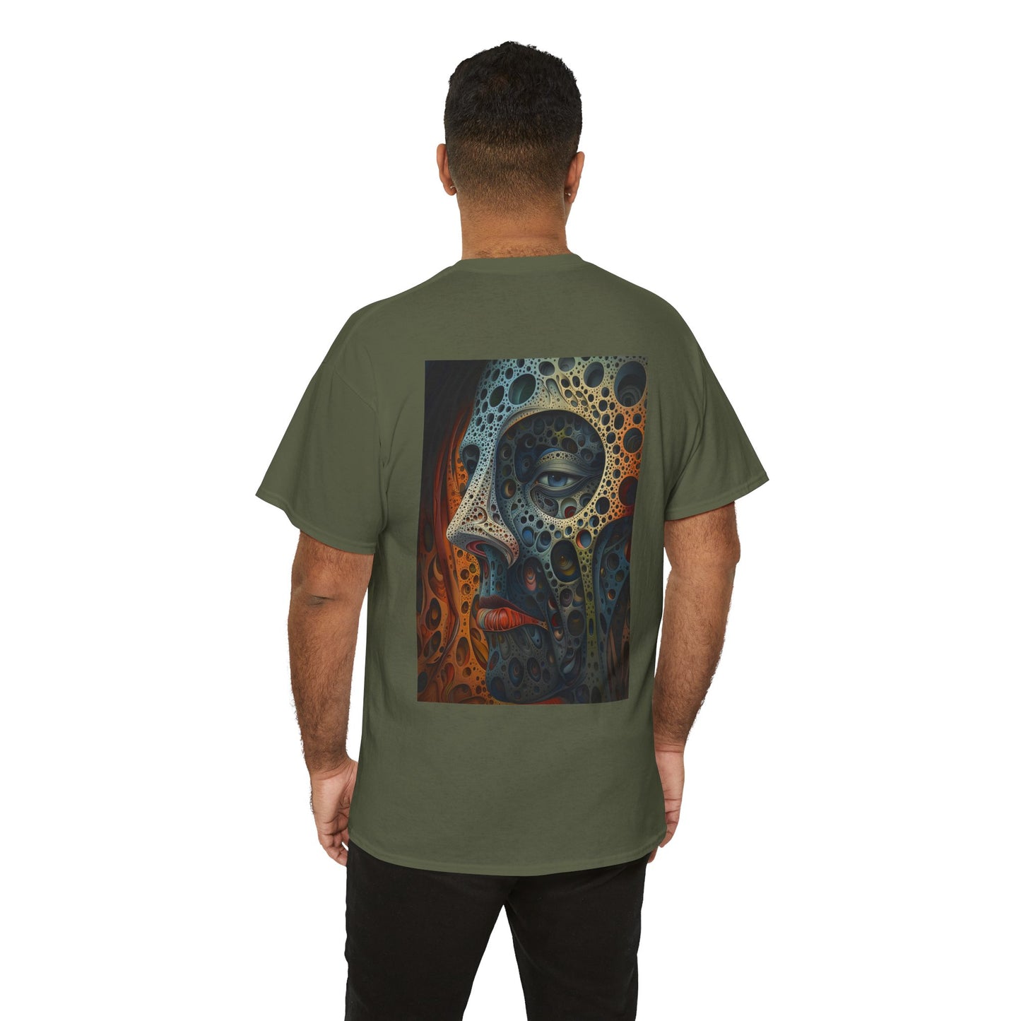 Face 01B - Unisex Heavy Cotton Tee - Image on the Back