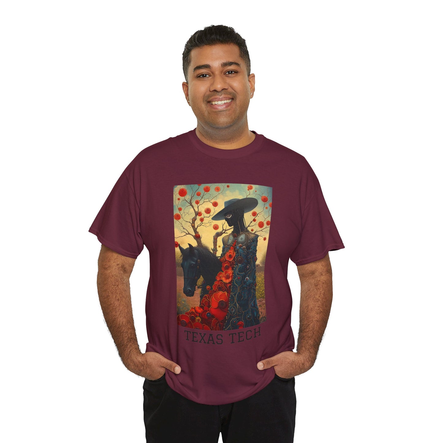 Texas Tech 03F - Unisex Heavy Cotton Tee - Image on the Front