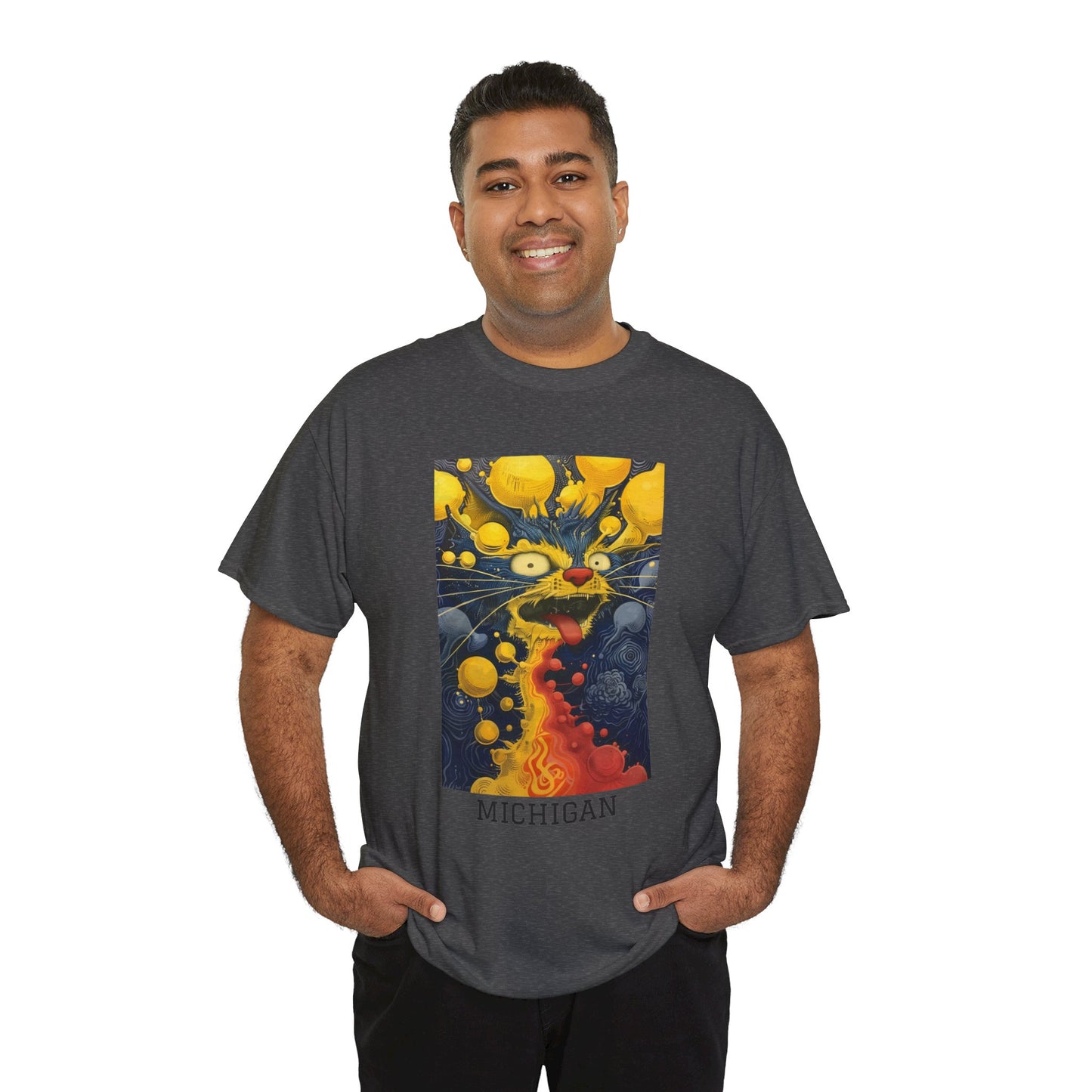 Michigan 01F - Unisex Heavy Cotton Tee - Image on the Front