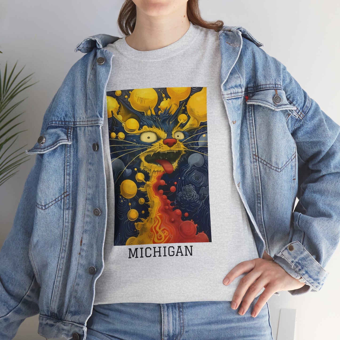 Michigan 01F - Unisex Heavy Cotton Tee - Image on the Front