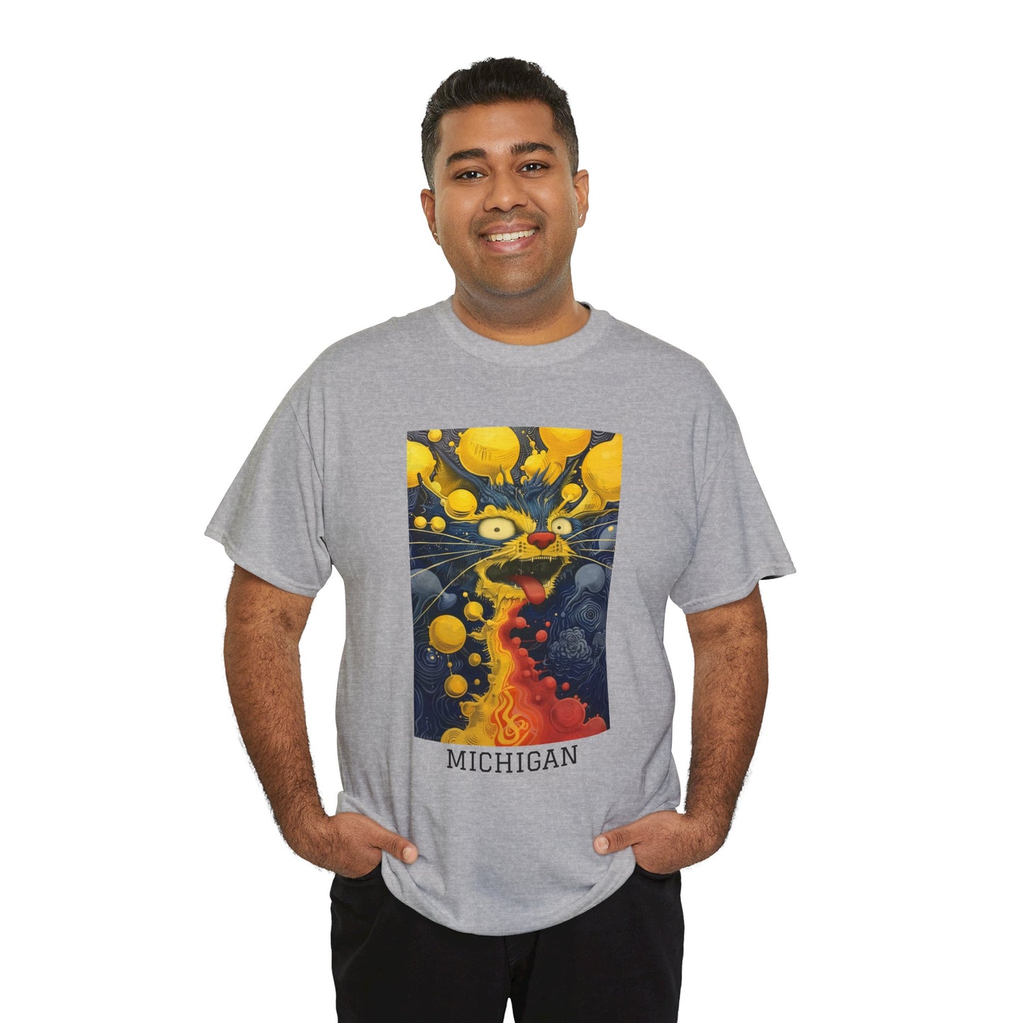 Michigan 01F - Unisex Heavy Cotton Tee - Image on the Front