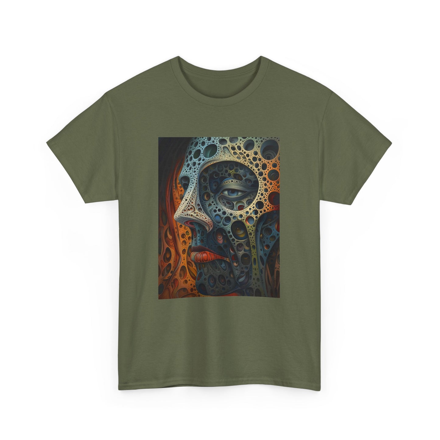 Face 01F - Unisex Heavy Cotton Tee - Image on the Front