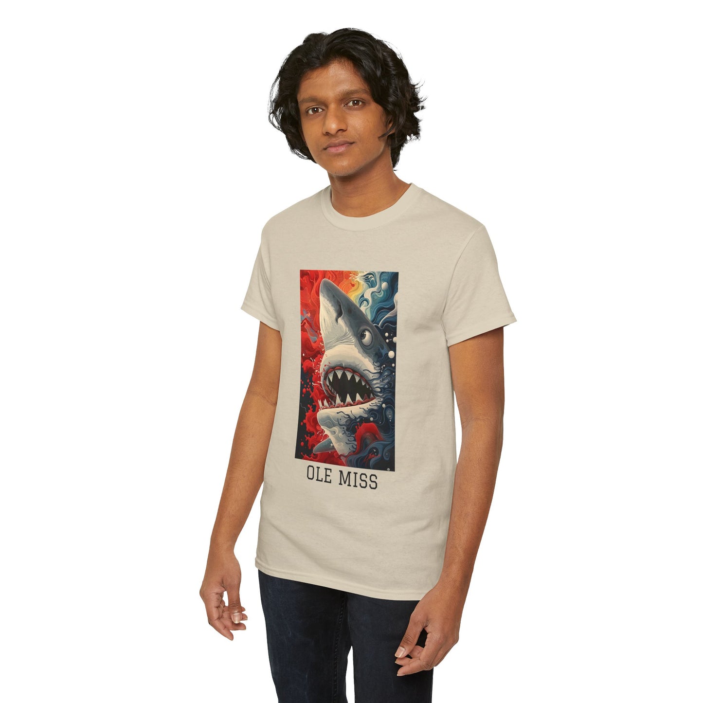 Ole Miss 01F - Unisex Heavy Cotton Tee - Image on the Front