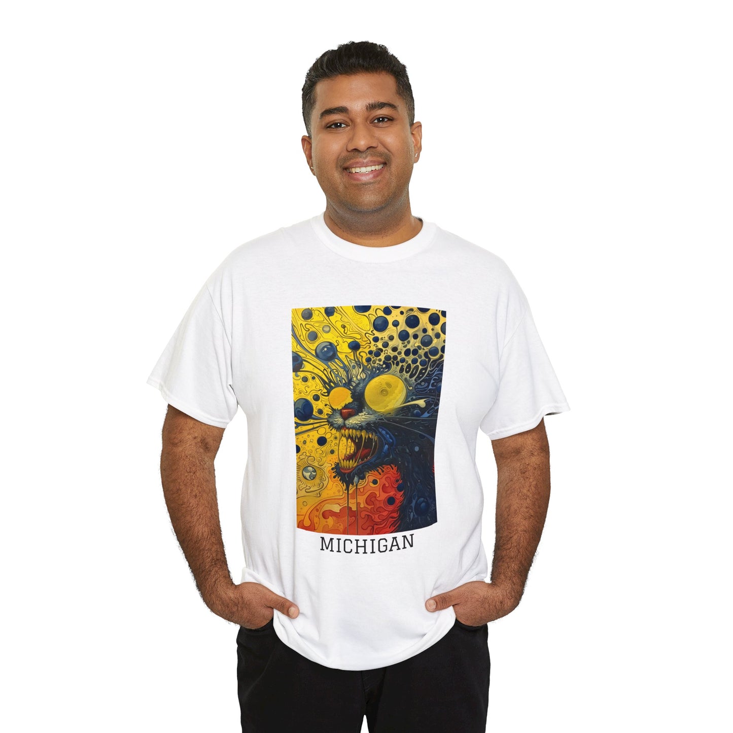 Michigan 02F - Unisex Heavy Cotton Tee - Image on the Front