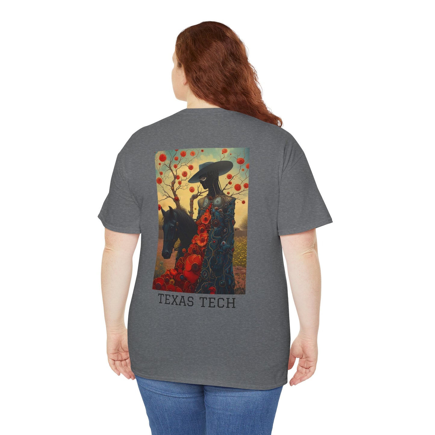 Texas Tech 03B - Unisex Heavy Cotton Tee - Image on the Back