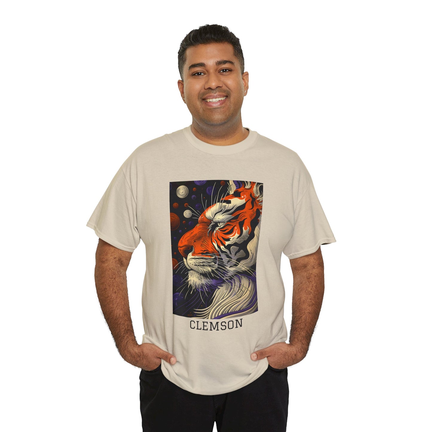Clemson 02F - Unisex Heavy Cotton Tee - Image on the Front