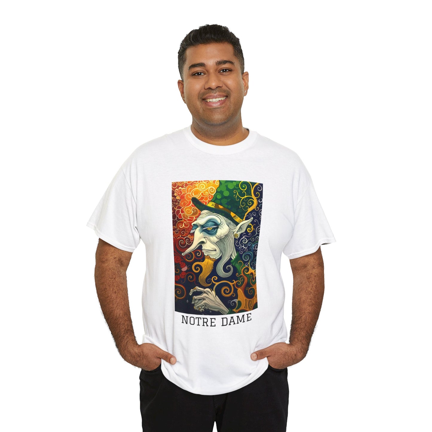 Notre Dame 01F - Unisex Heavy Cotton Tee - Image on the Front