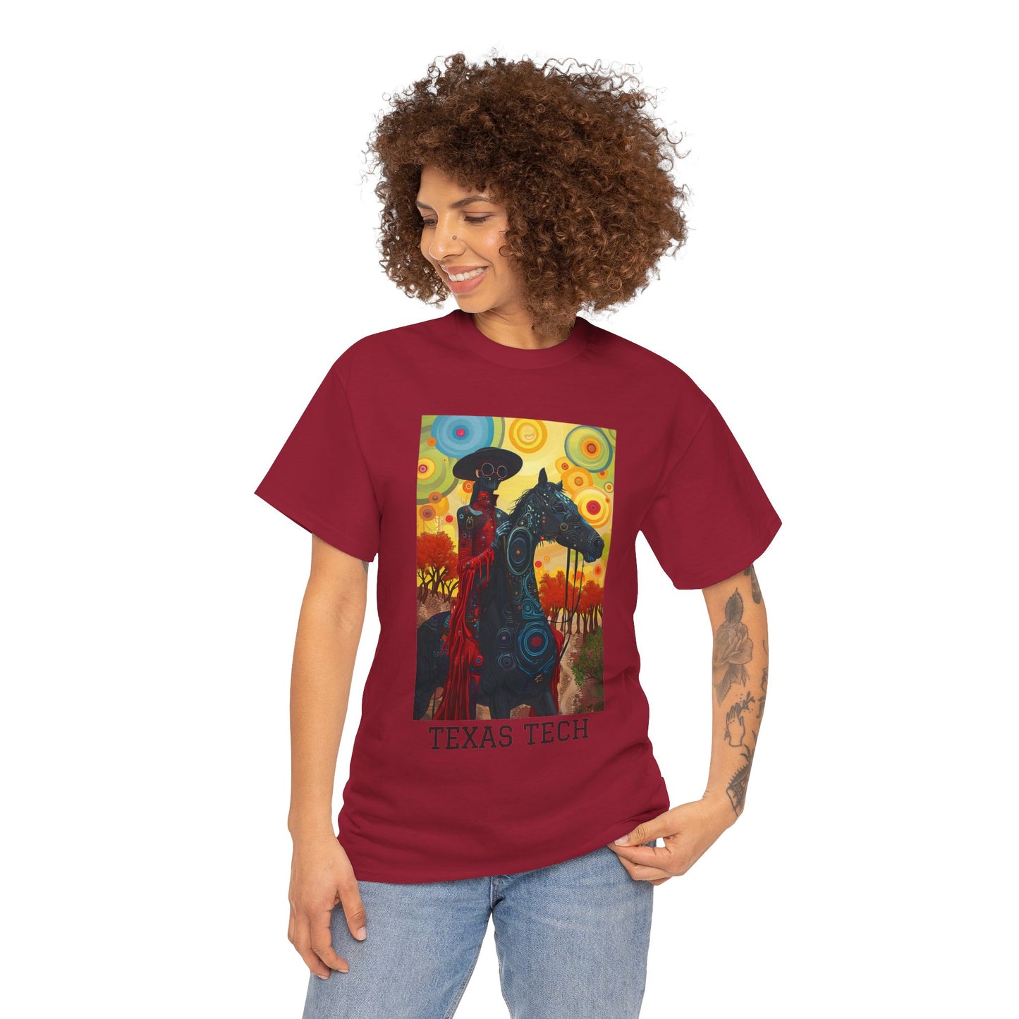 Texas Tech 02F - Unisex Heavy Cotton Tee - Image on the Front