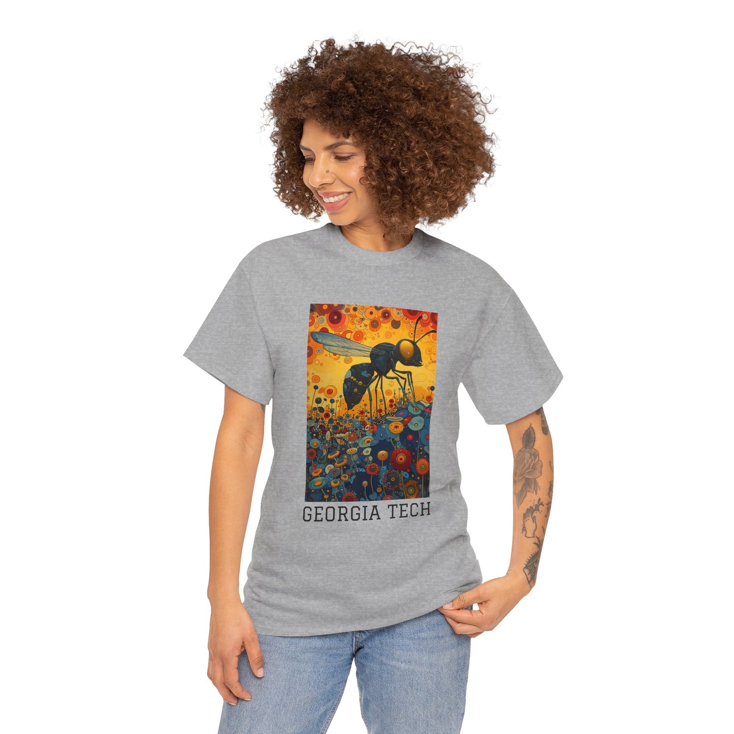 Georgia Tech 02F - Unisex Heavy Cotton Tee - Image on the Front