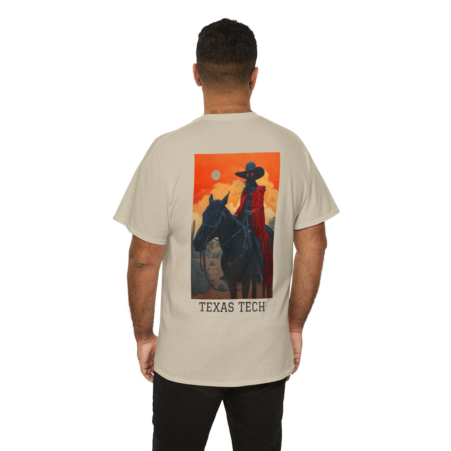 Texas Tech 01B - Unisex Heavy Cotton Tee - Image on the Back