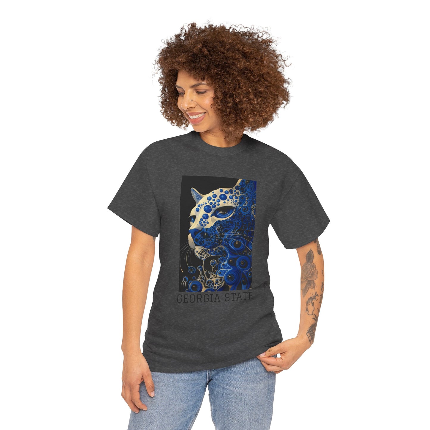 Georgia State 01F - Unisex Heavy Cotton Tee - Image on the Front