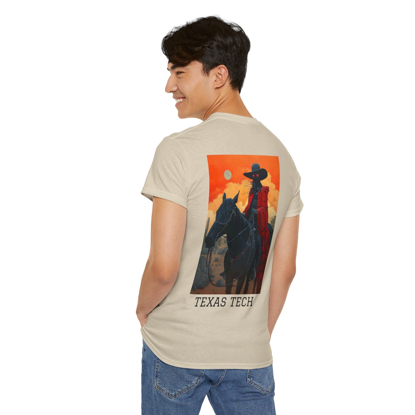 Texas Tech 01B - Unisex Heavy Cotton Tee - Image on the Back