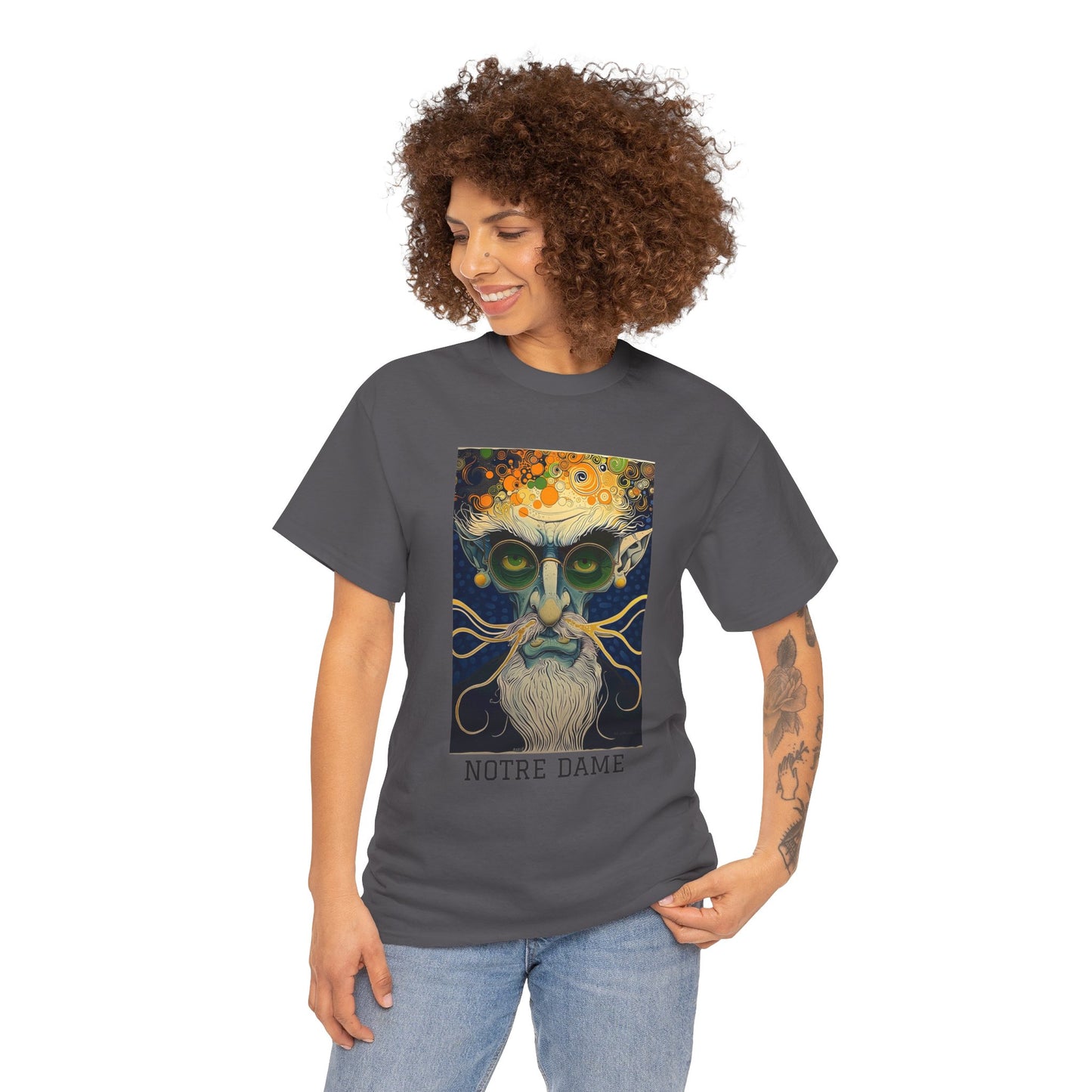 Notre Dame 02F - Unisex Heavy Cotton Tee - Image on the Front