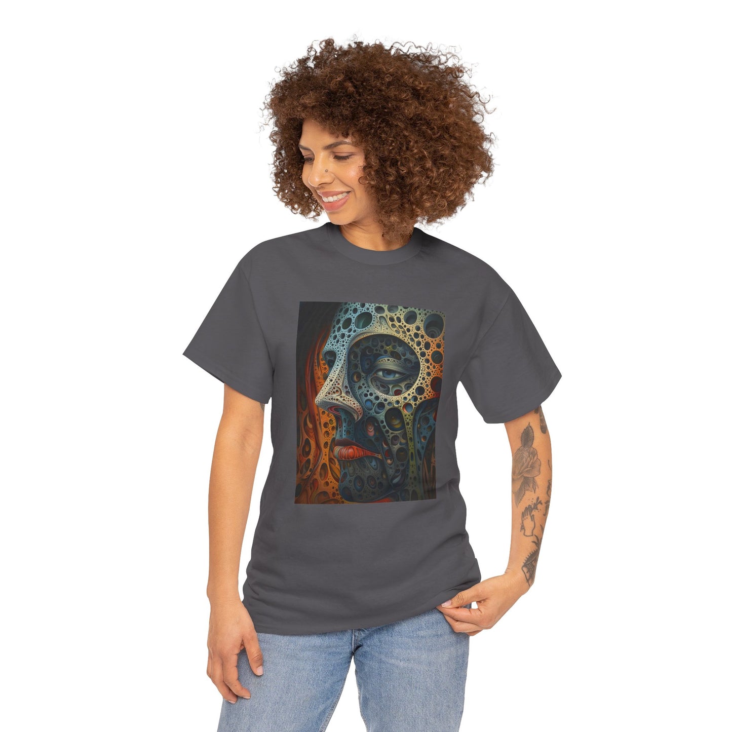 Face 01F - Unisex Heavy Cotton Tee - Image on the Front