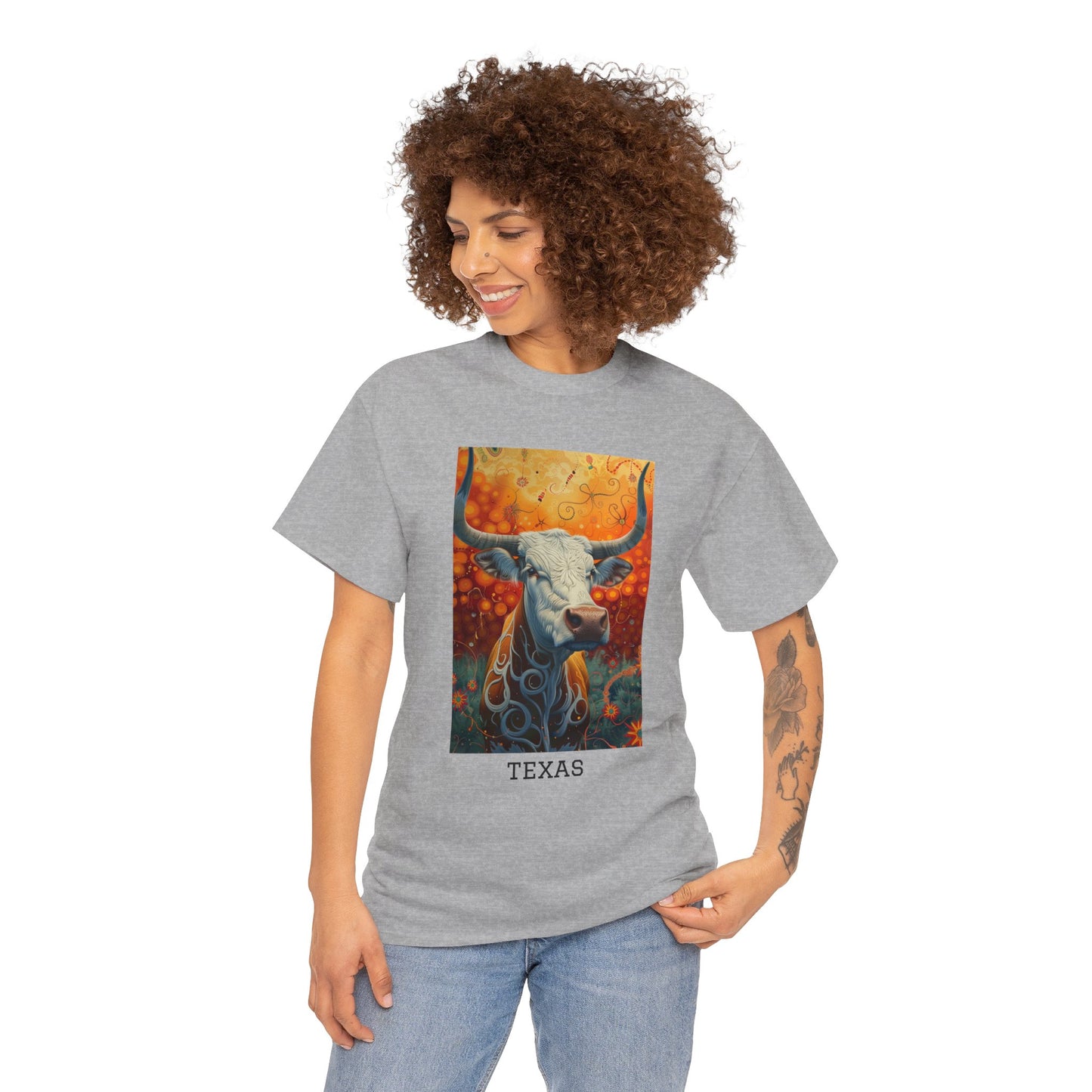 Texas 01F - Unisex Heavy Cotton Tee - Image on the Front