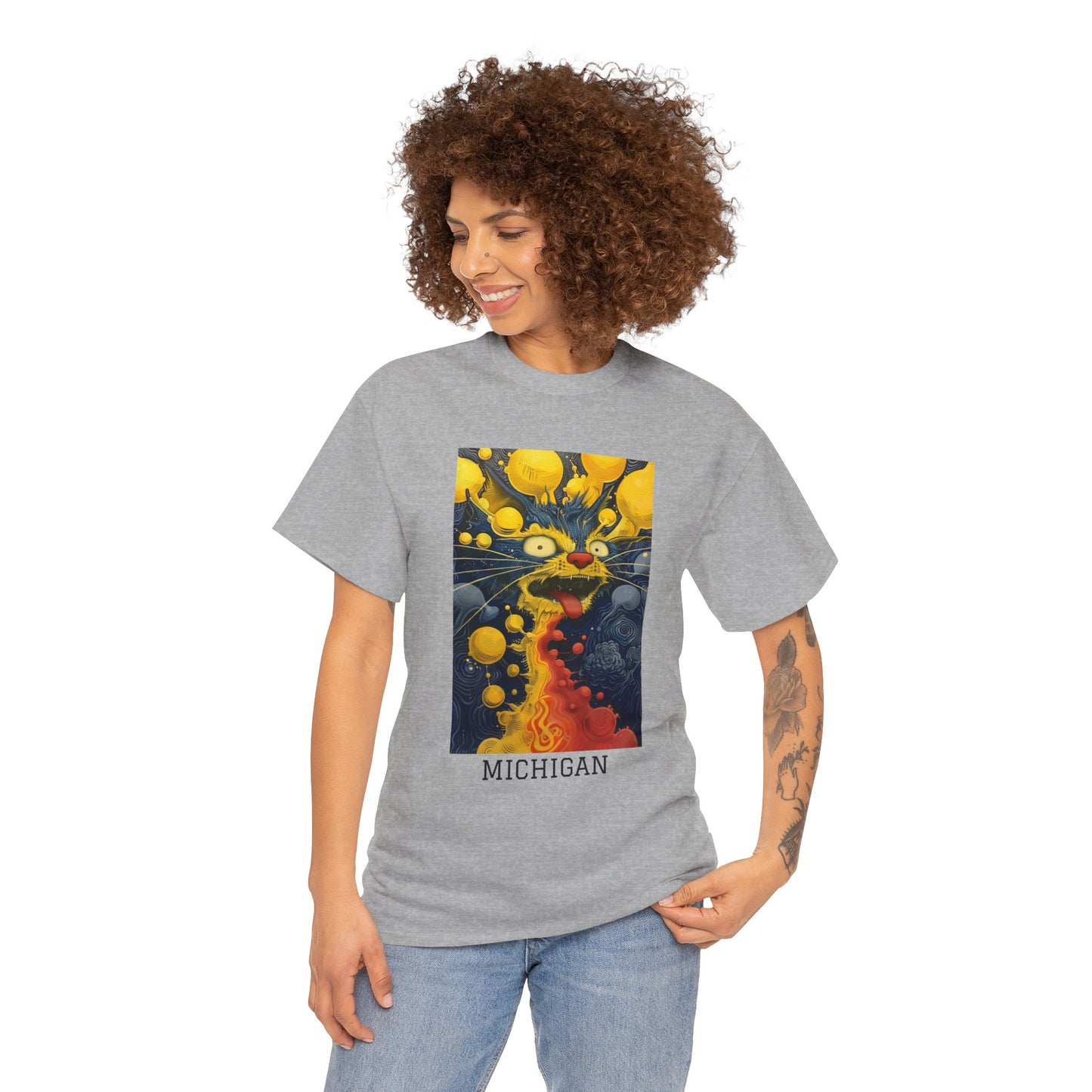 Michigan 01F - Unisex Heavy Cotton Tee - Image on the Front