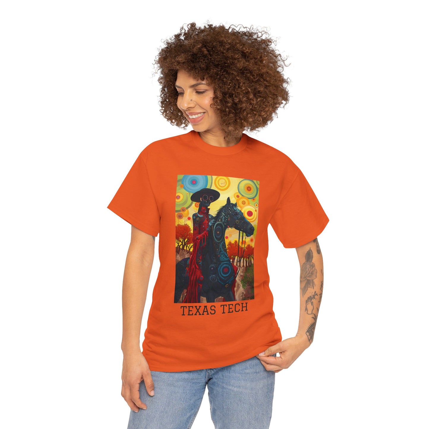 Texas Tech 02F - Unisex Heavy Cotton Tee - Image on the Front