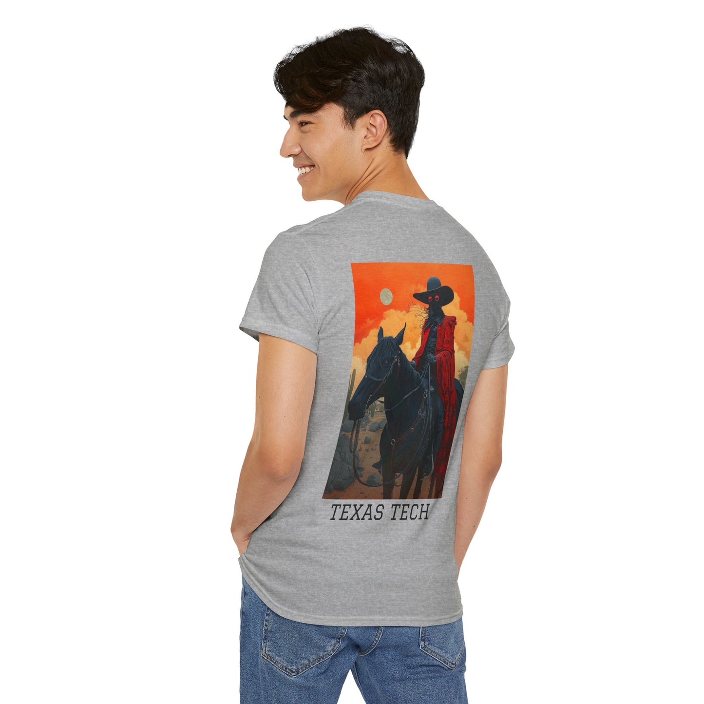 Texas Tech 01B - Unisex Heavy Cotton Tee - Image on the Back
