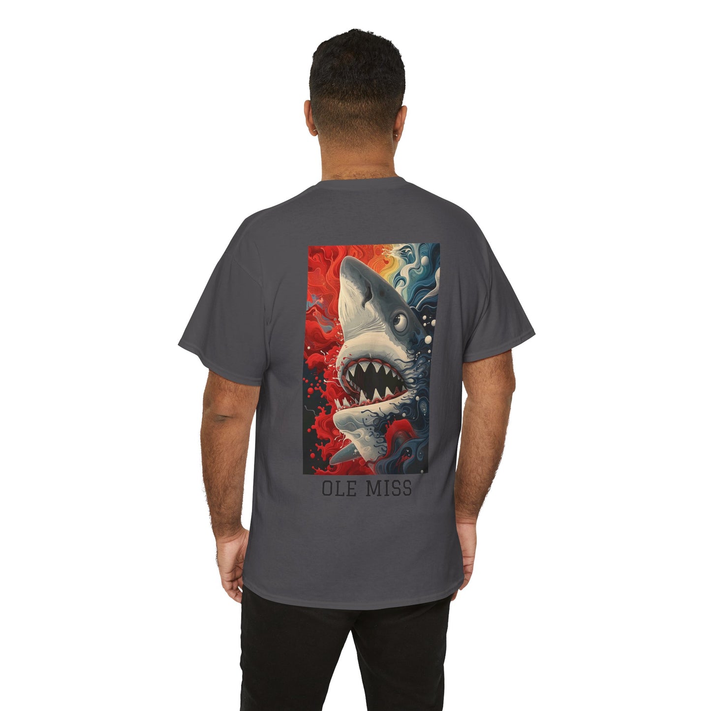 Ole Miss 01B - Unisex Heavy Cotton Tee - Image on the Back