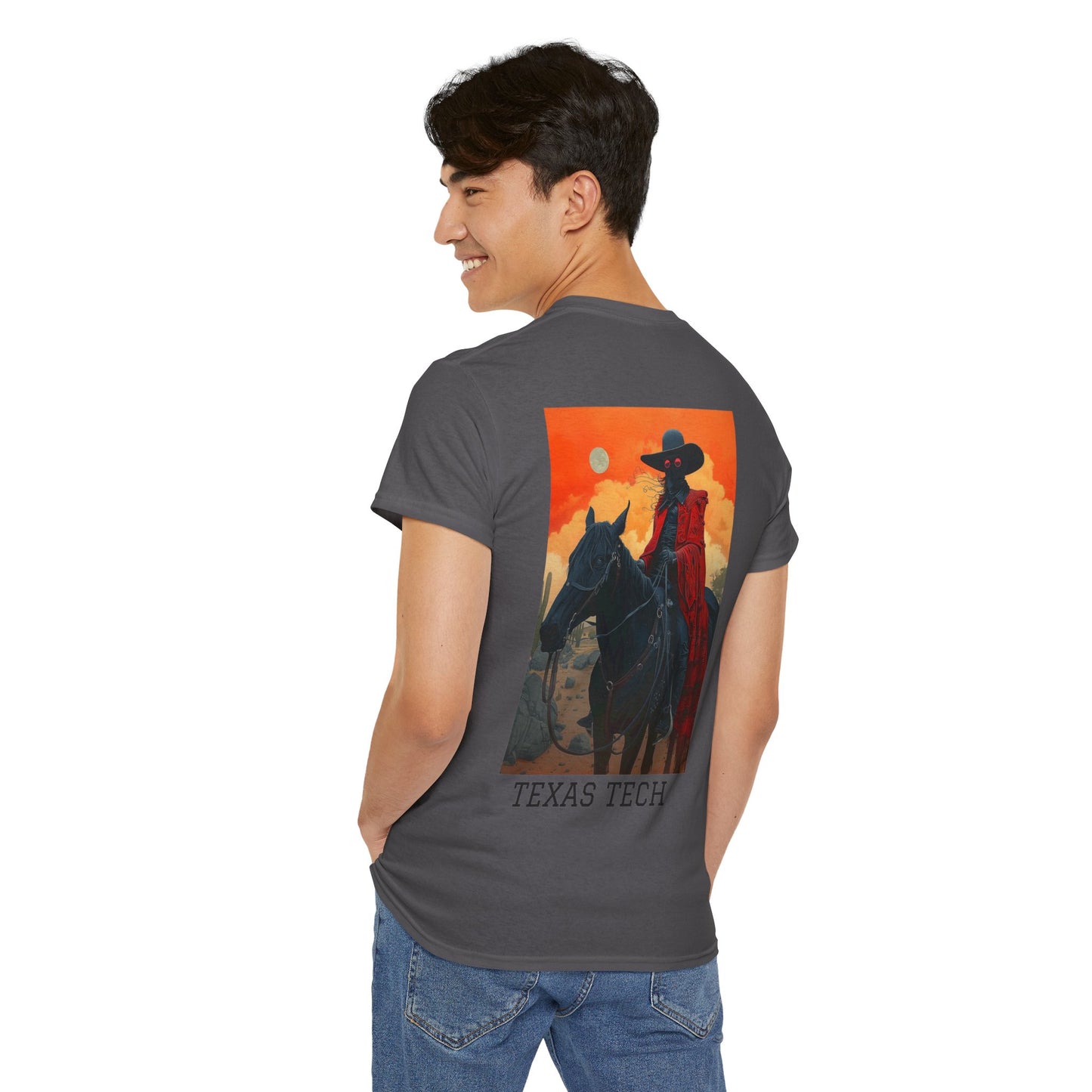 Texas Tech 01B - Unisex Heavy Cotton Tee - Image on the Back