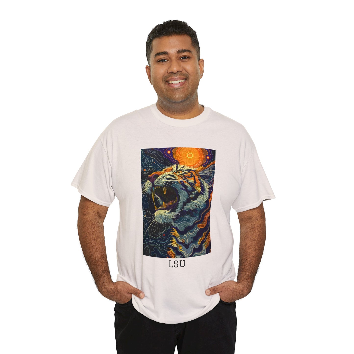 LSU 01F - Unisex Heavy Cotton Tee - Image on the Front