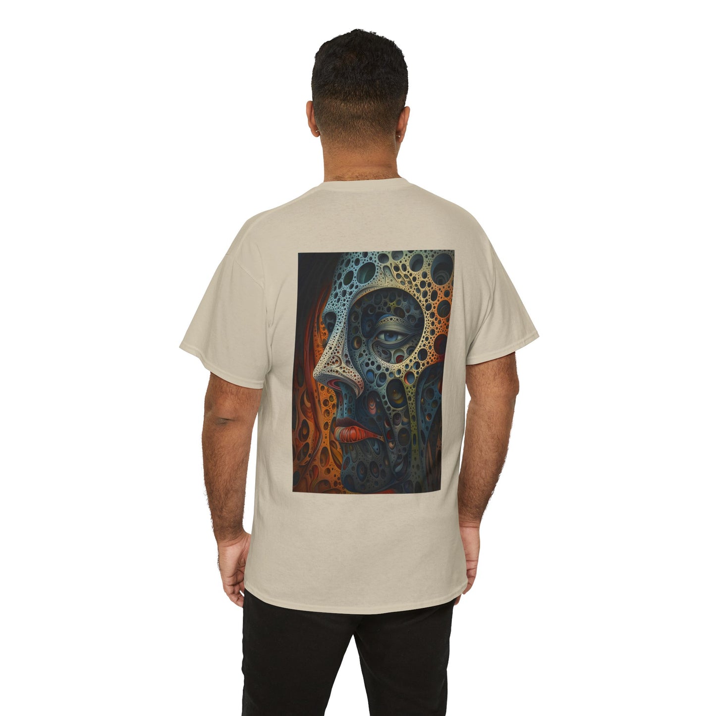 Face 01B - Unisex Heavy Cotton Tee - Image on the Back