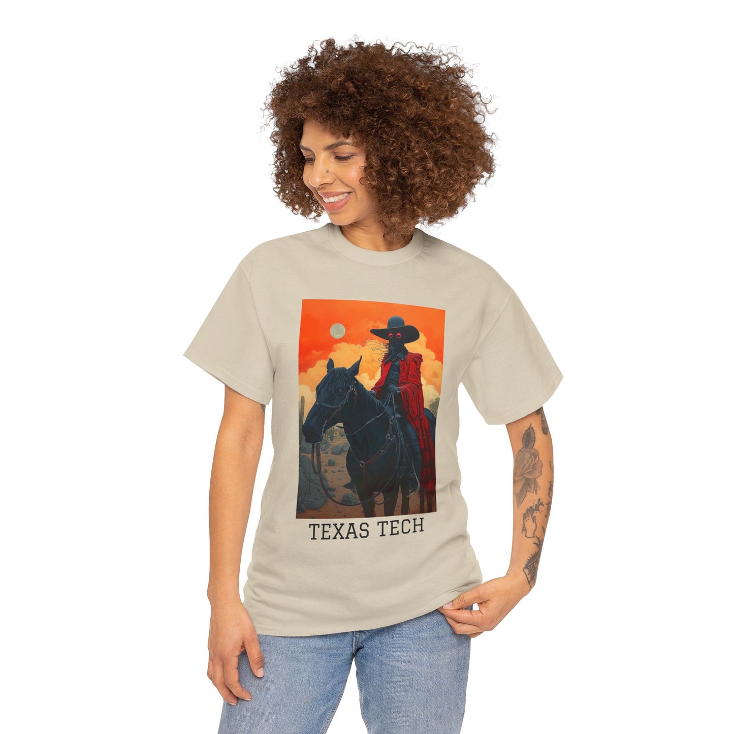 Texas Tech 01F - Unisex Heavy Cotton Tee - Image on the Front