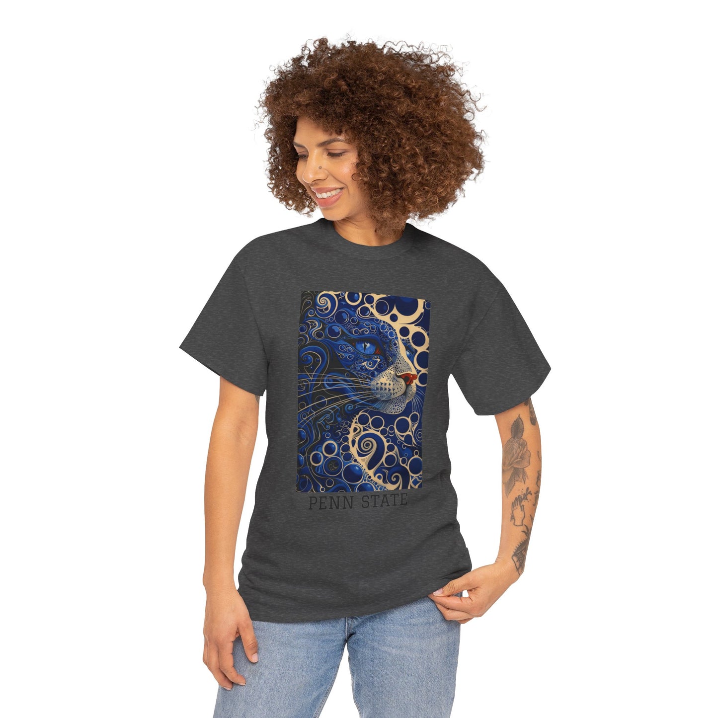 Penn State 01F - Unisex Heavy Cotton Tee - Image on the Front
