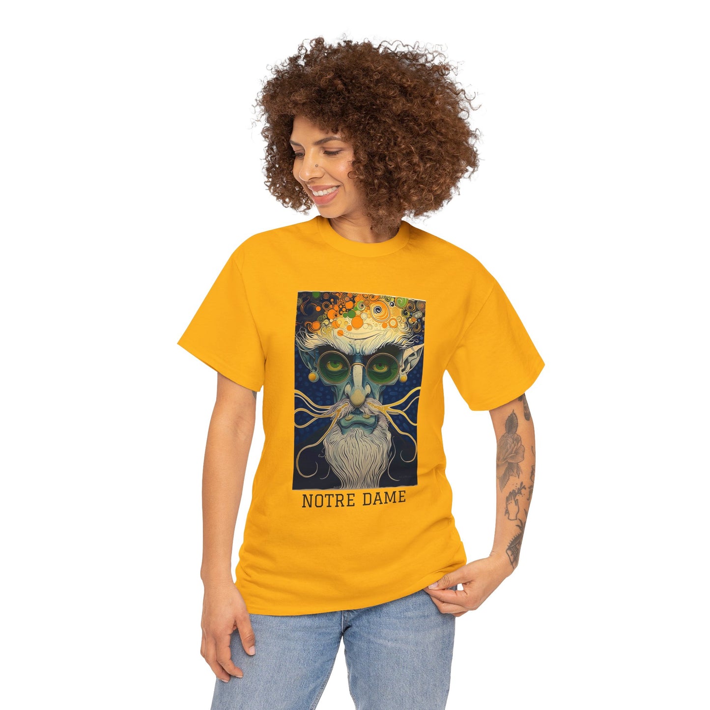 Notre Dame 02F - Unisex Heavy Cotton Tee - Image on the Front