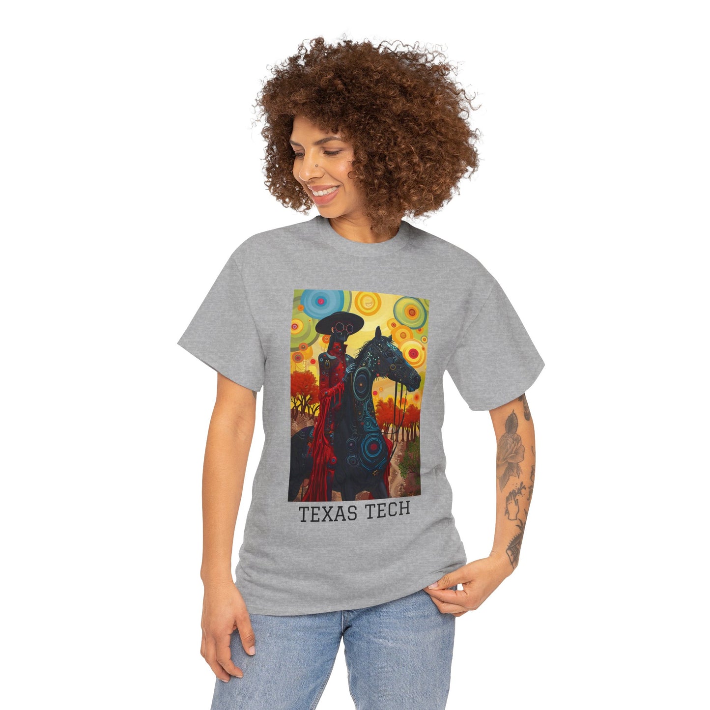 Texas Tech 02F - Unisex Heavy Cotton Tee - Image on the Front
