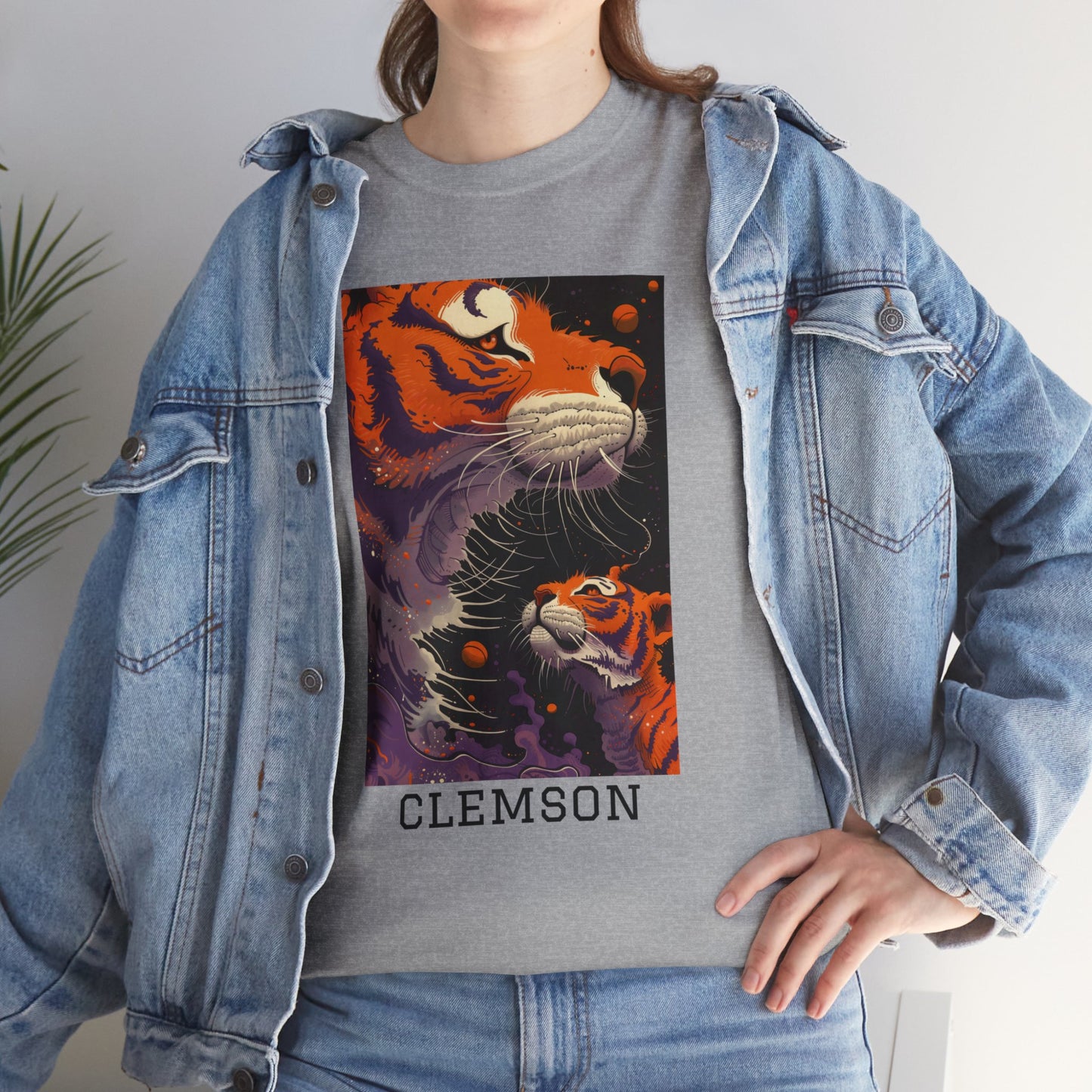 Clemson 01F - Unisex Heavy Cotton Tee - Image on the Front