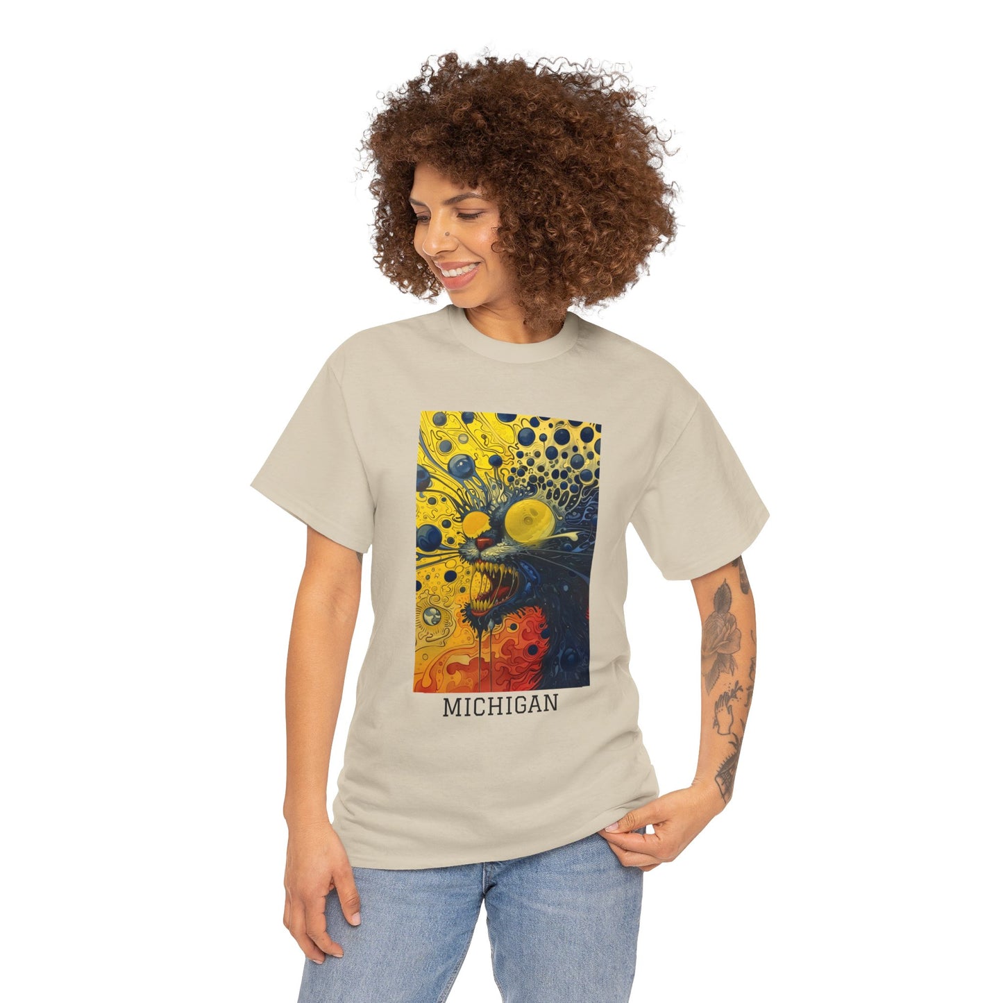 Michigan 02F - Unisex Heavy Cotton Tee - Image on the Front