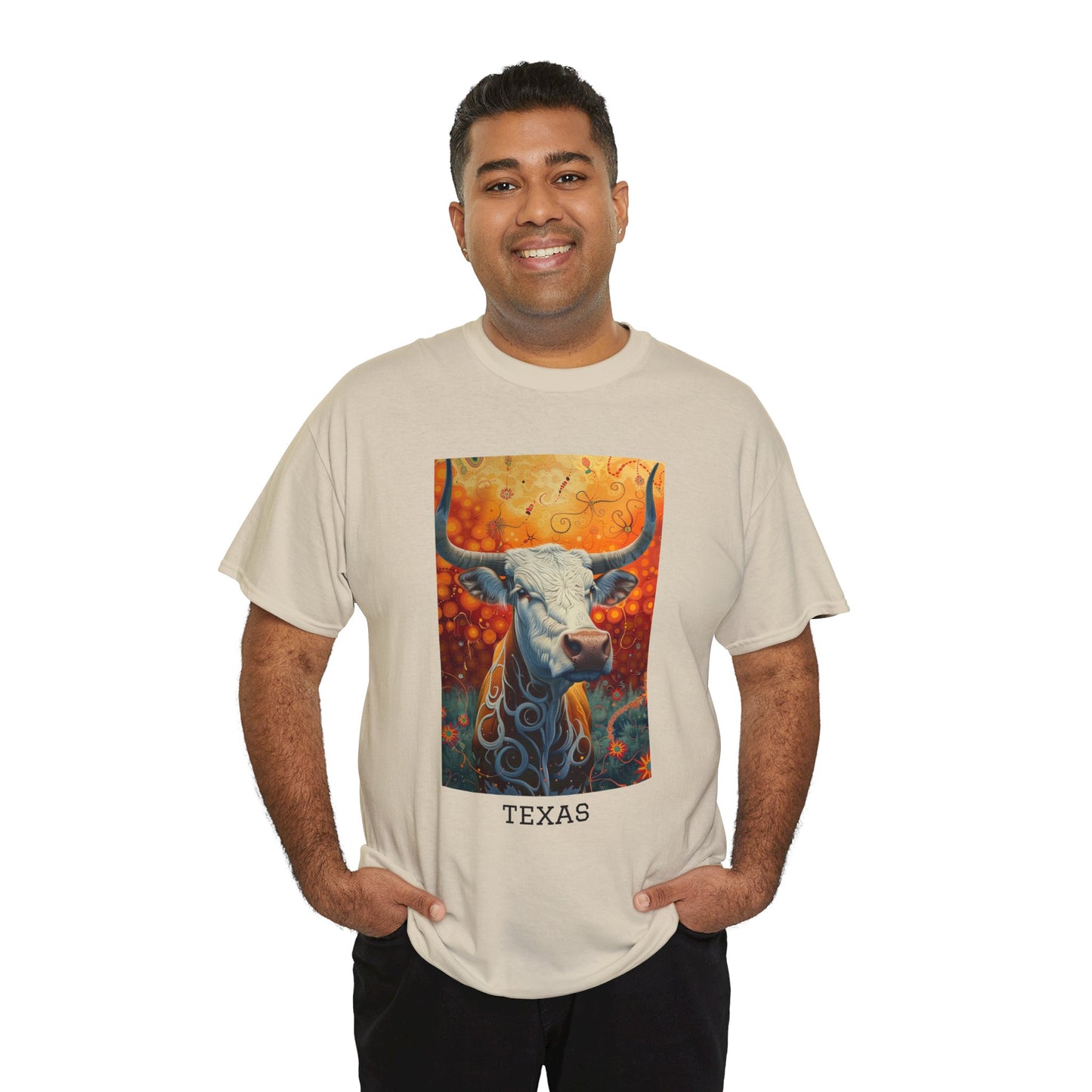 Texas 01F - Unisex Heavy Cotton Tee - Image on the Front
