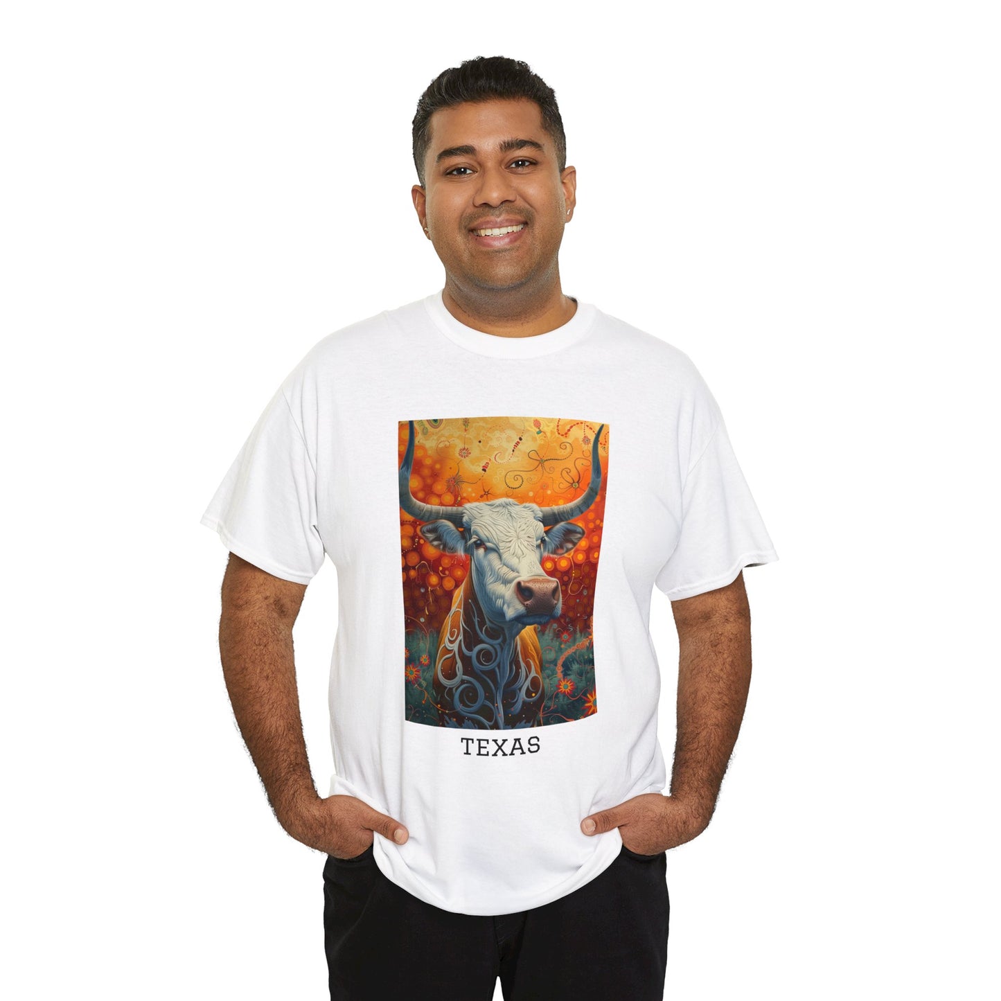 Texas 01F - Unisex Heavy Cotton Tee - Image on the Front