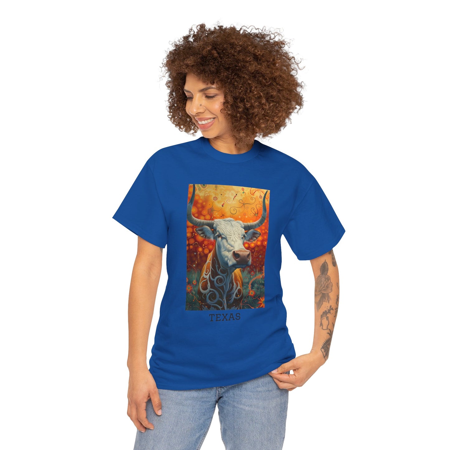 Texas 01F - Unisex Heavy Cotton Tee - Image on the Front