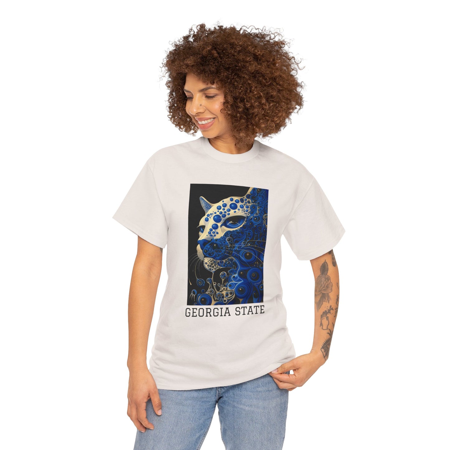 Georgia State 01F - Unisex Heavy Cotton Tee - Image on the Front