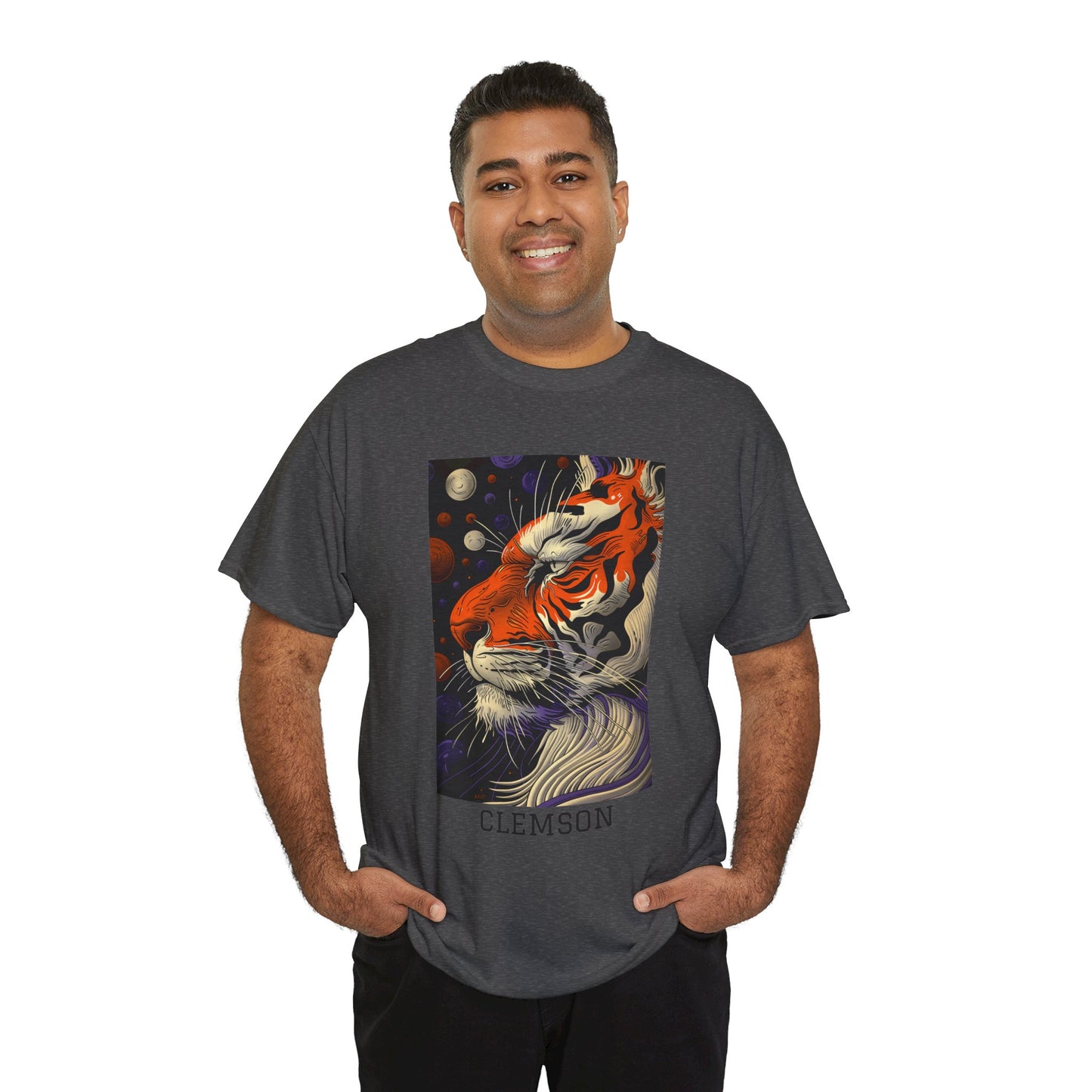 Clemson 02F - Unisex Heavy Cotton Tee - Image on the Front