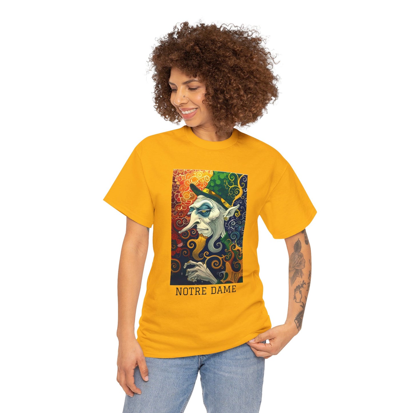 Notre Dame 01F - Unisex Heavy Cotton Tee - Image on the Front