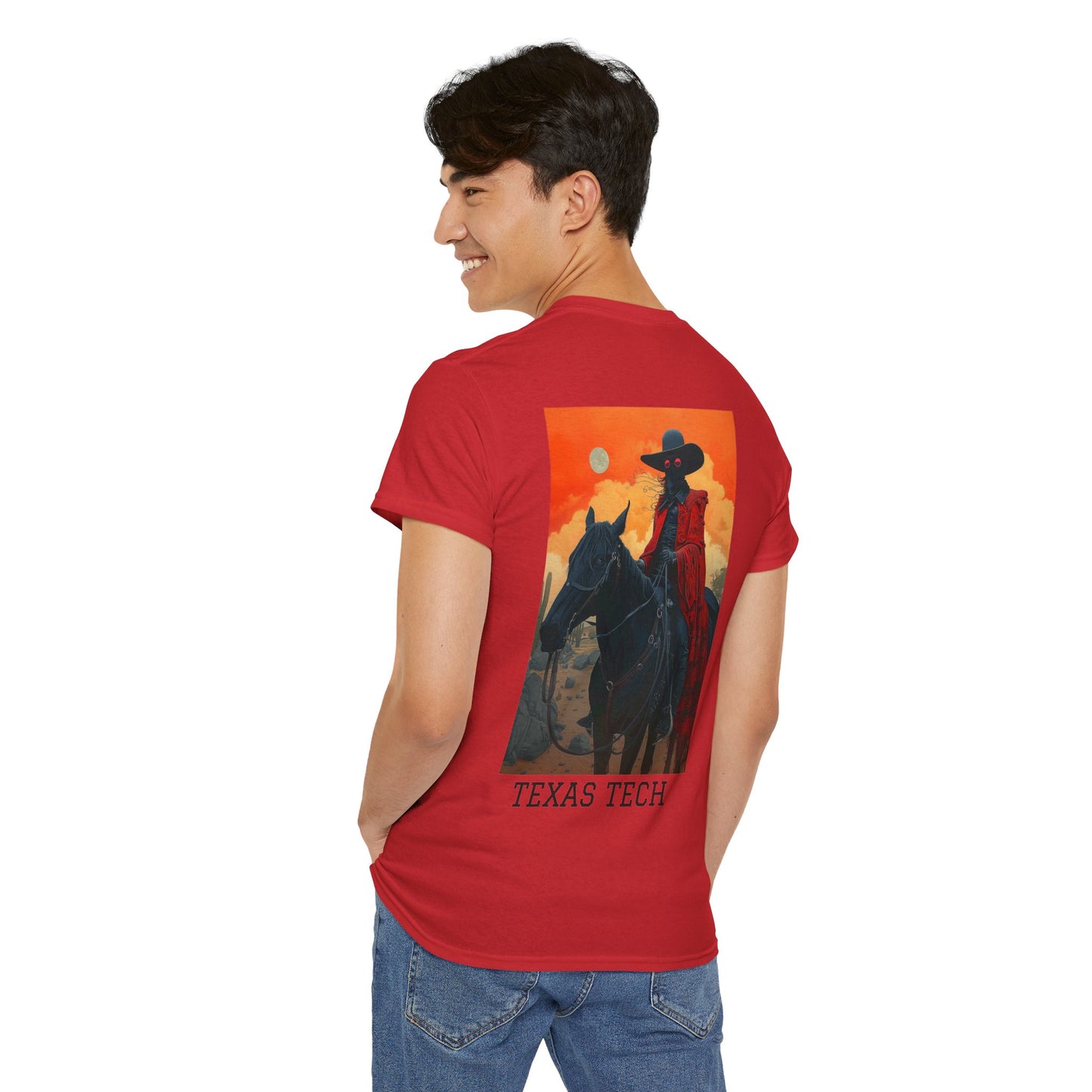 Texas Tech 01B - Unisex Heavy Cotton Tee - Image on the Back