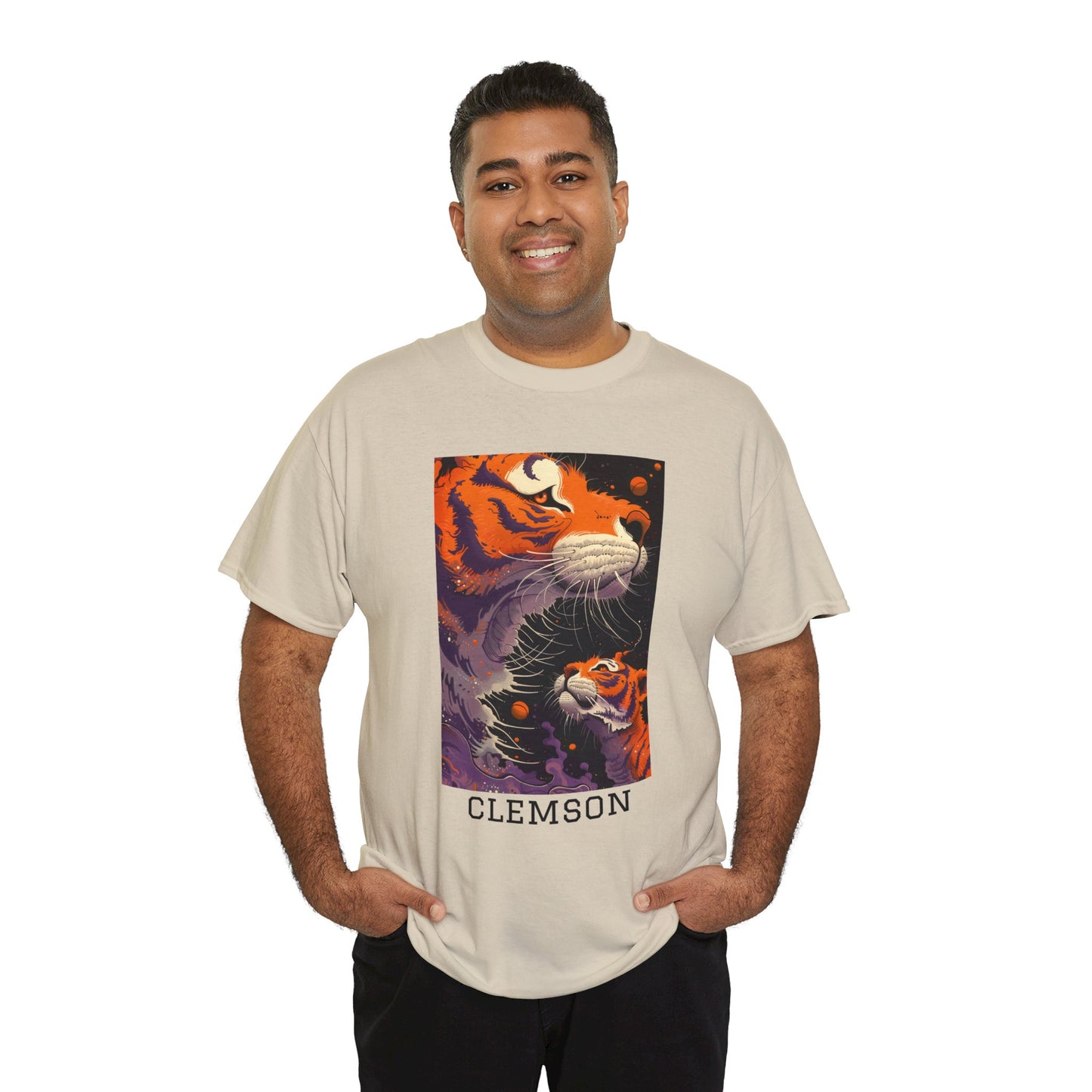 Clemson 01F - Unisex Heavy Cotton Tee - Image on the Front